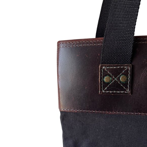 Damn Dogs Tote Shoulder Bag Charcoal Black Canvas Leather Trim Rugged Unisex - Picture 8 of 16